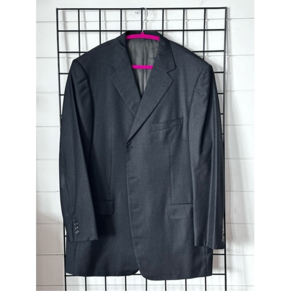 ERMENEGILDO‎ ZEGNA Wool 3 Button Suit Jacket Blazer 56L (46L) Black Classic